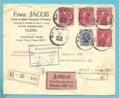 285+403 Op Brief Aangetekend Stempel GENT -> BERLIN, Strookje ZOLLFREI +vignet Nach Zollamtlichter / Wieder Verschlossen - 1934-1935 Leopold III.