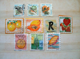 Brazil 1994 - 2002 Fruits Birds Music Instruments - Used Stamps