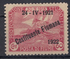 Fiume 1922 Sassone#184 Michel#148 Mint Hinged - Fiume
