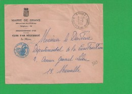 LETTRE BOUCHES DU RHONE GRANS En Franchise - 1961-....