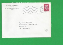 LETTRE BOUCHES DU RHONE LA ROQUE D' ANTHERON Secap Ondulée Tad à Droite - 1961-....