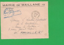 LETTRE BOUCHES DU RHONE MAILLANE En Franchise - 1961-....