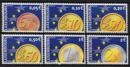 Luxembourg - 2001 - Yvert N° 1497 à 1502 **  - L'Euro - Neufs