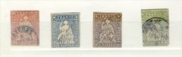 SUISSE # HELVETIA ASSISE # LOT DE 4 TIMBRES OBLITERES # - Used Stamps