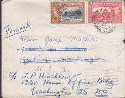 Trinida & Tobago Air Mail Par Avion PORT OF SPAIN 1948 Cover Brief YAKIM Readressed WASHINTON, USA GVI. Stamps - Trinidad Y Tobago
