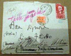 STORIA POSTALE -BUSTA COVER - ADDIS ABEBA ITALIA     AEREA  50 CENTESIMI ???  1937 +1 LIRA TASSA - Etiopia