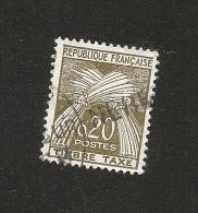 N° 92 T92 Timbre Taxe Type Gerbes Lègende République Française 0,20 Brun Olive France 1960 - 1960-.... Oblitérés