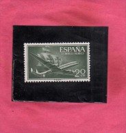 SPAIN ESPAÑA SPAGNA 1955 1956 AIR MAIL AIRMAIL POSTA AEREA PLANE AND CARAVEL CORREO AEREO CENT. 20c MNH - Ungebraucht