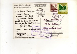 186 :  2 Beaux  Timbres Sur Carte , Postcard Du 25/11//1982  Pour La France - Lettres & Documents