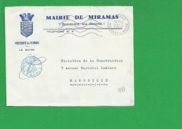 LETTRE BOUCHES DU RHONE MIRAMAS Secap Ondulée Tad à Droite En Franchise - 1961-....