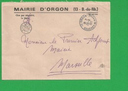 LETTRE BOUCHES DU RHONE ORGON En Franchise - 1961-....