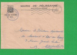 LETTRE BOUCHES DU RHONE PELISSANNE Secap Ondulée Tad à Droite En Franchise - 1961-....