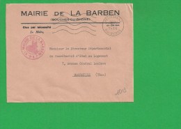 LETTRE BOUCHES DU RHONE PELISSANNE Secap Ondulé Tad à Droite En Franchise Mairie LA BARBEN - 1961-....
