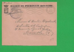LETTRE BOUCHES DU RHONE PEYROLLES  Rsecap Ondulé Tad à Droite En Franchise - 1961-....