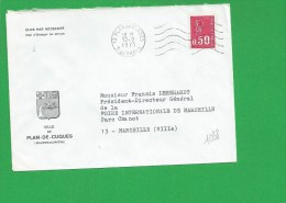 LETTRE BOUCHES DU RHONE PLAN DE CUQUES Secap Ondulé Tad à Gauche - 1961-....