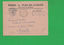 LETTRE BOUCHES DU RHONE PLAN DE CUQUES En Franchise - 1961-....
