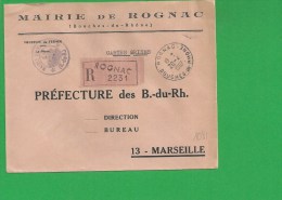 LETTRE BOUCHES DU RHONE ROGNAC En Recommandé En Franchise - 1961-....