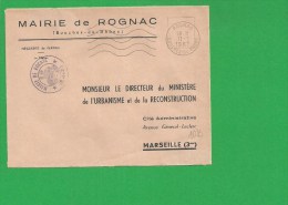 LETTRE BOUCHES DU RHONE ROGNAC Secap Ondulé Tad à Droite En Franchise - 1961-....