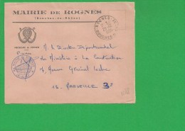 LETTRE BOUCHES DU RHONE ROGNES En Franchise - 1961-....