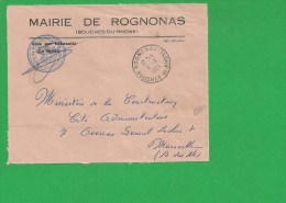 LETTRE BOUCHES DU RHONE ROGNONAS En Franchise - 1961-....