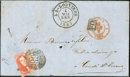 Lettre De La Louvière Vers Condé Sur Escaut (France) Datée Du 4/5/1861 - 1851-1857 Medallions (6/8)