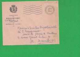 LETTRE BOUCHES DU RHONE ROQUEFORT LA BEDOULE Secap Ondulé Tad à Droite En Franchise - 1961-....