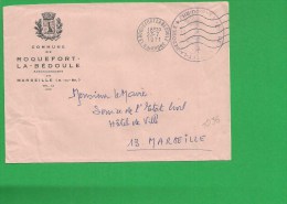 LETTRE BOUCHES DU RHONE ROQUEFORT LA BEDOULE Secap Ondulé Tad à Gauche En Franchise - 1961-....