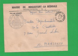 LETTRE BOUCHES DU RHONE ROQUEFORT LA BEDOULE En Franchise - 1961-....