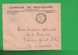 LETTRE BOUCHES DU RHONE ROQUEVAIRE En Franchise - 1961-....
