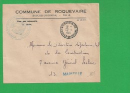 LETTRE BOUCHES DU RHONE ROQUEVAIRE En Franchise - 1961-....