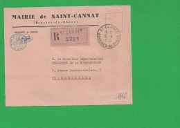 LETTRE BOUCHES DU RHONE SAINT CANNAT Recommandé En Franchise - 1961-....