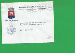 LETTRE BOUCHES DU RHONE SAINT CHAMAS Secap Ondulé Tad à Droite En Franchise - 1961-....