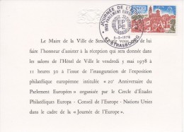 333 CONSEIL DE L'EUROPE  Journée De L'Europe 1978  Invitation Du Maire De Strasbourg TTB - EU-Organe