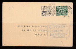 PAYS BAS CARTE POSTAL AVEC FLAMME CACHET DU 17.8.1937 CACHET ARRIVÉE 19.8.1937 - Lettres & Documents