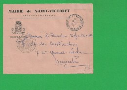 LETTRE BOUCHES DU RHONE SAINT VICTORET En Franchise - 1921-1960: Période Moderne