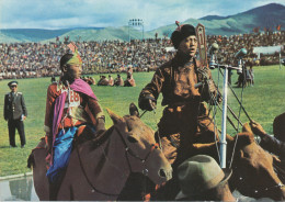 Mongolia ,  Boy On Horse , The Contest Winner, Vintage Old Photo Postcard - Mongolei