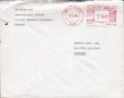 Turkey MECIDIYEKÖY 1986 Meter Cover Freistempel Brief To BALLERUP Denmark - Storia Postale