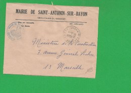 LETTRE BOUCHES DU RHONE TRETS En Franchise Mairie Saint Antonin Sur Bayon - 1961-....