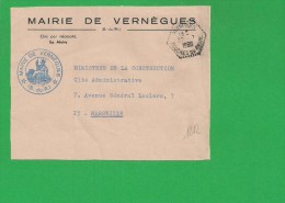 LETTRE BOUCHES DU RHONE VERNEGUES En Franchise - 1961-....