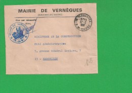 LETTRE BOUCHES DU RHONE VERNEGUES En Franchise - 1961-....