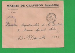 LETTRE BOUCHES DU RHONE GRAVESON En Franchise - 1961-....