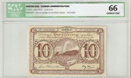 Greenland 10 Kroner  1953 SPECIMEN P19s2  Graded 66 By ICG - Grönland