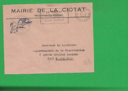 LETTRE BOUCHES DU RHONE LA CIOTAT Secap Son Golfe Son Climat Tadd à Droite En Franchise - 1961-....