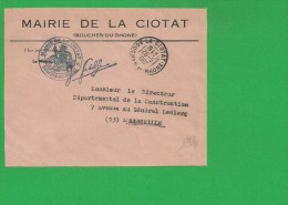 LETTRE BOUCHES DU RHONE LA CIOTAT En Franchise - 1961-....