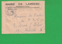 LETTRE BOUCHES DU RHONE LAMBESC Secap Ondulé Tad à Droite En Franchise - 1961-....