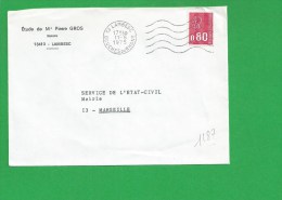 LETTRE BOUCHES DU RHONE LAMBESC Secap Ondulé Tad à Gauche - 1961-....