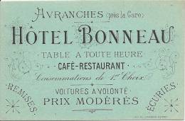 50 AVRANCHES      HOTEL   BONNEAU  CAFE  RESTAURANT   VOITURES  A  VOLONTE  PRIX  MODERES - Avranches