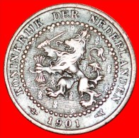 * RAMPANT LION ERROR: NETHERLANDS ★ 1 CENT 1901! WILHELMINA (1890-1948) LOW START★NO RESERVE! - 1 Centavos