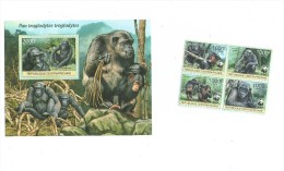 Central Africa 2012 - Chimpanse, Complet Set Incl. S/S,  MNH - Scimpanzé