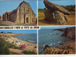 Brétignolles-sur-Mer.. Pays De Brem.. Belle Multi-vues Animée L'Eglise La Plage Dolmen Menhir - Bretignolles Sur Mer